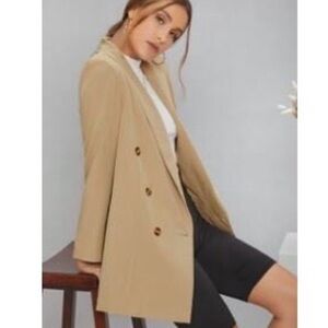 SHEIN Camel Double-Breasted Blazer